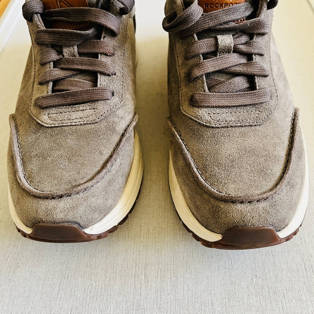 Rockport Reebok DMX Mens 8 Gray Suede Walking Shoes Sneakers Brown Leather Trim - Picture 6 of 8